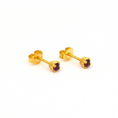 TT-102        (Tiny Tips)   Gold Plated 3 MM February Amethyst