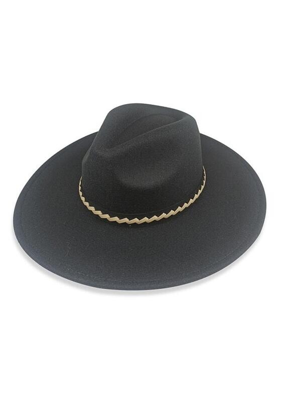 JCH-4170   Leather Strap Fedora Hat
