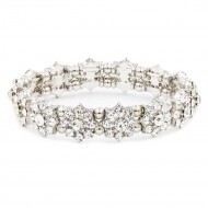 BW2243-SVCL   Rhodium Plated With Clear Crystal Stretch Bracelet