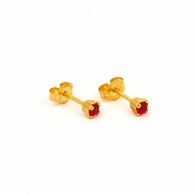 TT-107        (Tiny Tips)   Gold Plated 3MM July Ruby