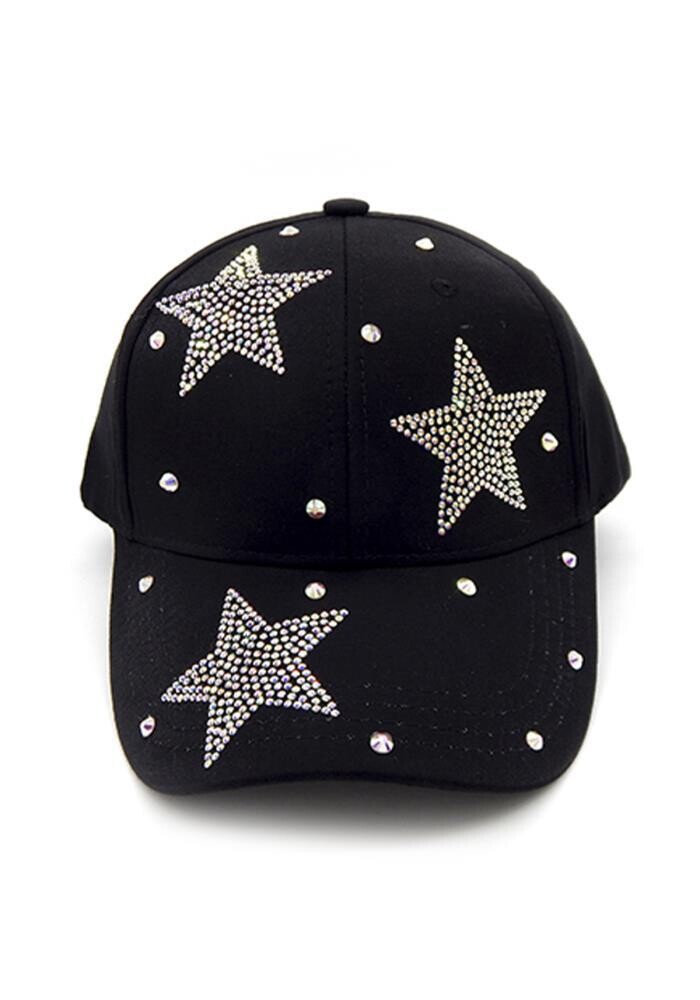 LH-3418   Rhinestone Star Hat   Black