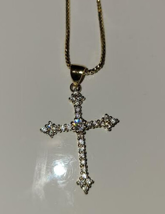 Gold Filled CZ Small Cross Necklace