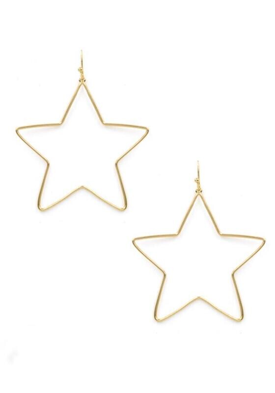 KE-6757   Metal Star Hook Earrings Gold