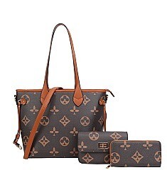 D03-8091S   3 in 1 Monogram Tote Shopping Bag Set