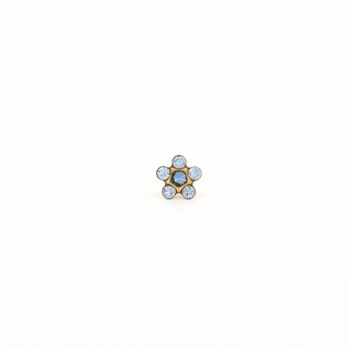TT-6399        (Tiny Tips)   Gold Plated Daisy Light Sapphire Sept Sapphire