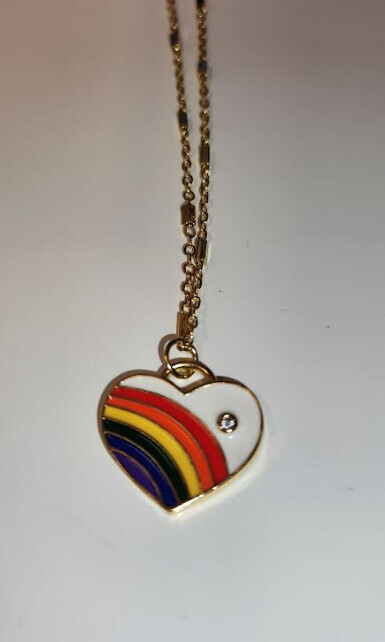 Gold Rainbow Heart Necklace