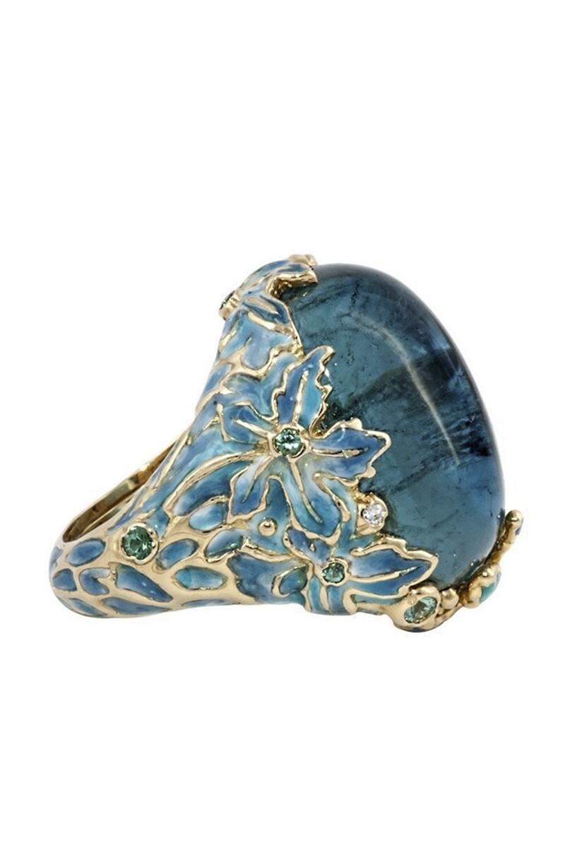 R2146   Floral Rhinestone Alloy Rings   Size:10
