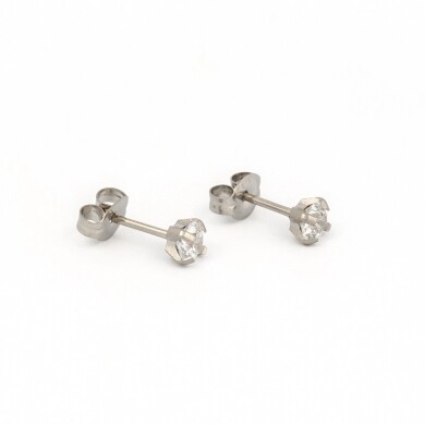 TT-742W        (Tiny Tips)   Stainless Steel 4MM CZ