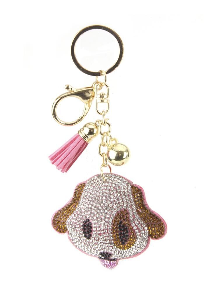 KC444X045   Rhinestone Dog Tassel Keychain