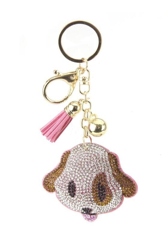 KC444X045   Rhinestone Dog Tassel Keychain