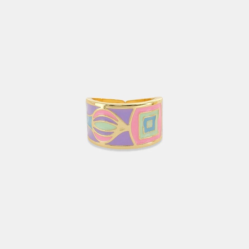 LRN199   Retro Enamel Ring   Lavender