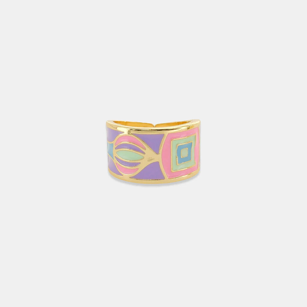 LRN199   Retro Enamel Ring   Lavender