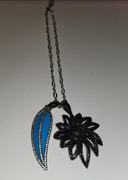 Flower and Leaf Silver Necklace
