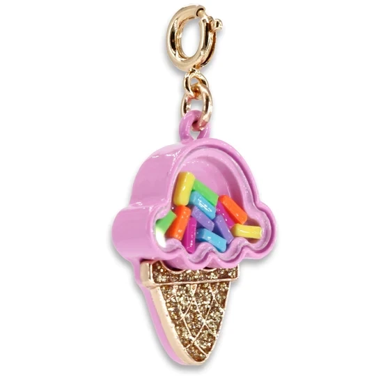 Charm It!   Gold Ice Cream Cone Shaker Charm
