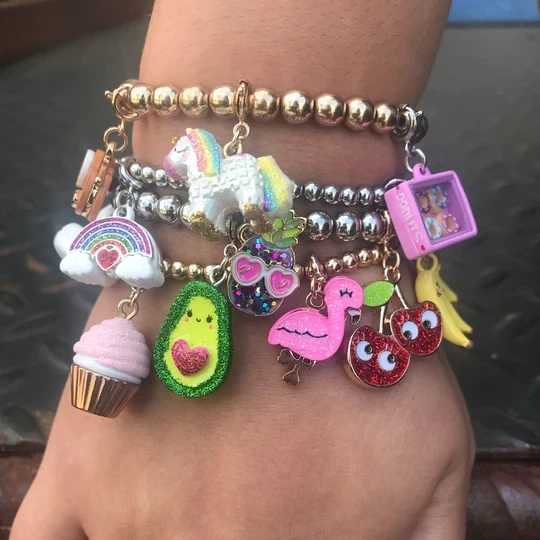Charm It!   Gold Glitter Flamingo Charm
