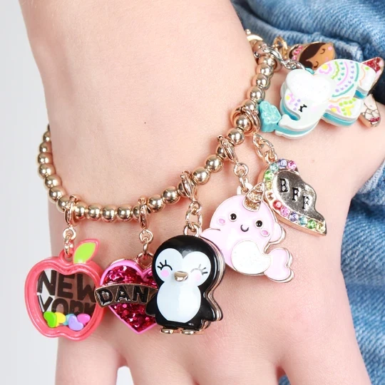 Charm It!   Gold Glitter Dance Heart Charm