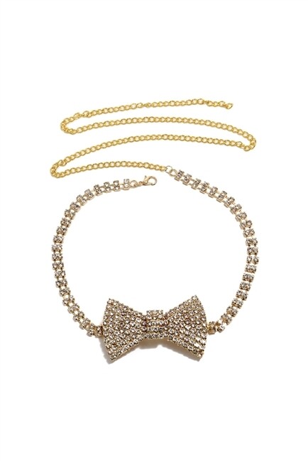 N4636   Bow Rhinestone Choker Necklace