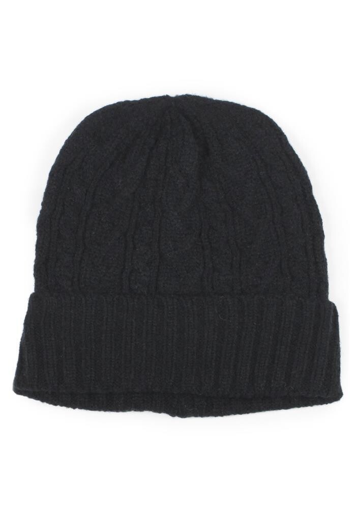 EHT10440   Cable Knitt Braided Beanie , Color: Black
