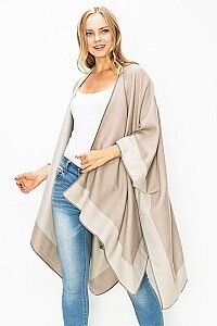 Fashionable Fancy Oversized Poncho, Color: Natural