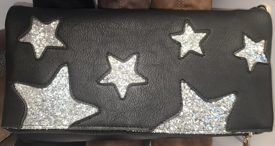 HBG102373   Folded Star Purse, Color: Black