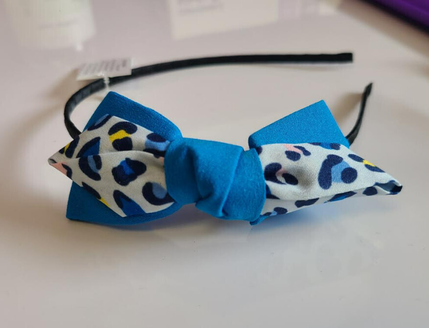 HC24679   Leopard Bow Headband, Color: Blue