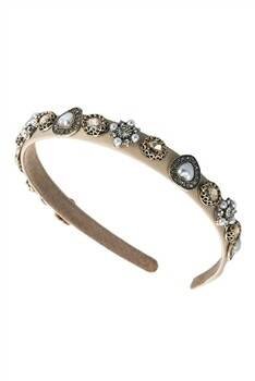 L3645   Baroque Glass Drill Headband, Color: Beige