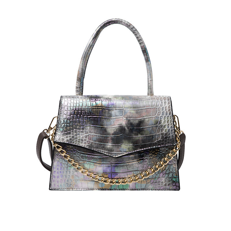 LH2-91778-CL   Crocodile Tie Dye Shoulder/ Satchel Bag   , Color: Silver