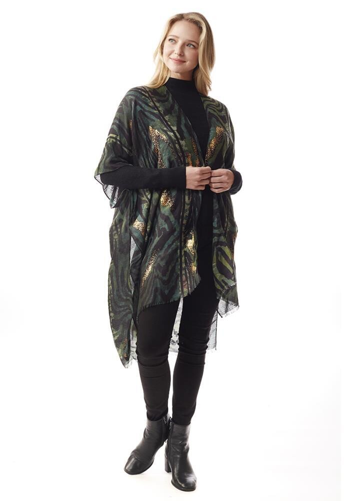 LOF-1220 Zebra Kimono   , Color: Green