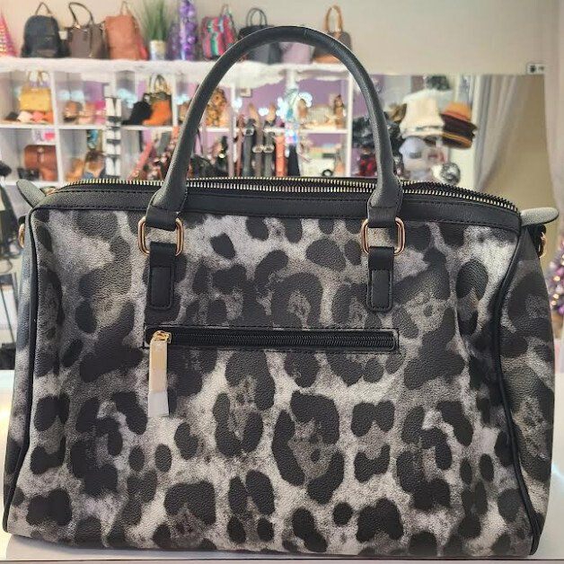 LSD145   Cheetah Speedy Bag  , Color: Blk/Wht