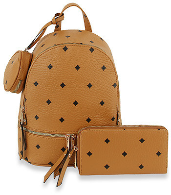LSG002-1W   Three Piece Fashion Backpack Set   , Color: Brown