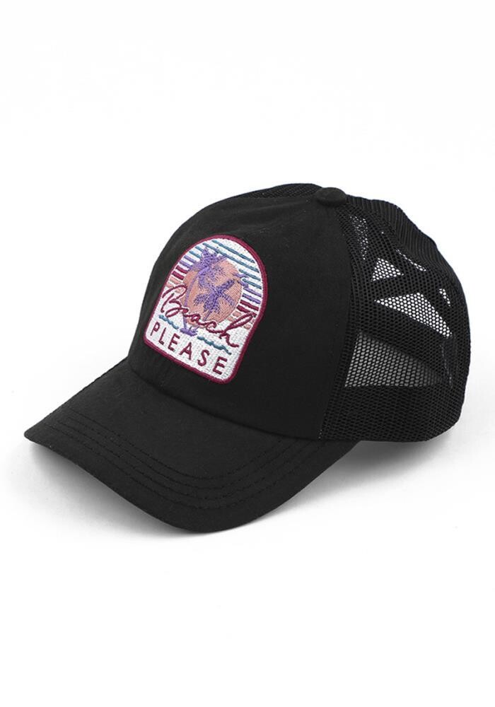MBT-7000 Beach Please Patch Pony Cap, Color: Black