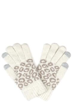 MG-0039   Leopard Knit Smart Touch Gloves  , Color: Ivory