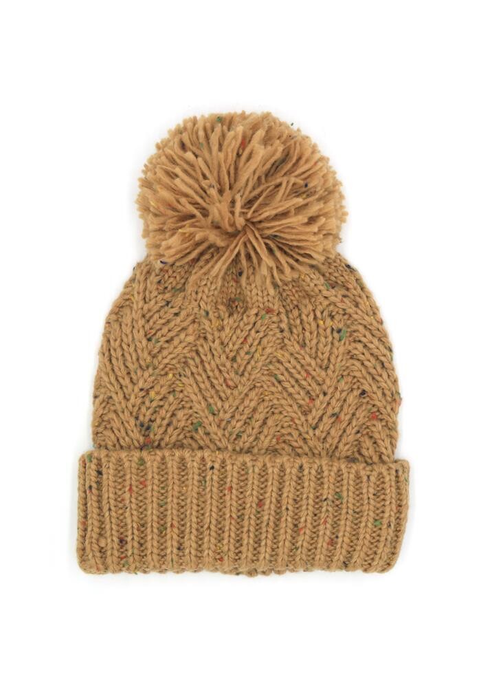 MH-0078   Wide PomPom Knit Beanies , Color: Taupe