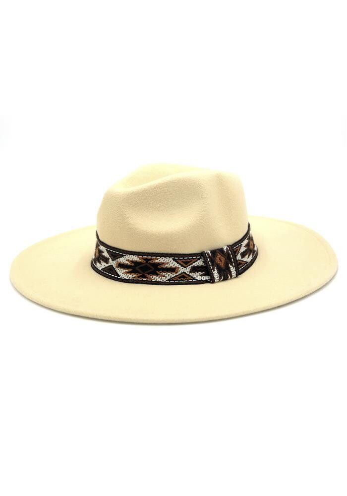 MH-0086   Tribal Band Panama Fedora   , Color: Ivory