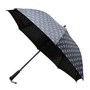 MONOGRAM PRINT AUTO CANE UMBRELLA, Color: Black