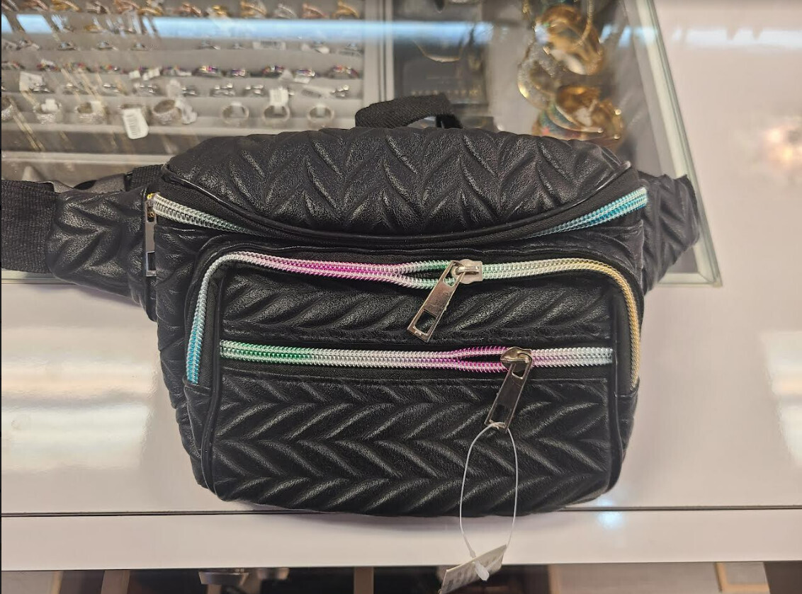 Quilted Fanny Pack , Color: Black