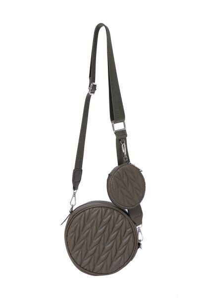 Round Handbag w/ Coin Purse , Color: Olive