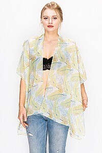 Tropical Print Light Topper Kimono, Color: Yellow
