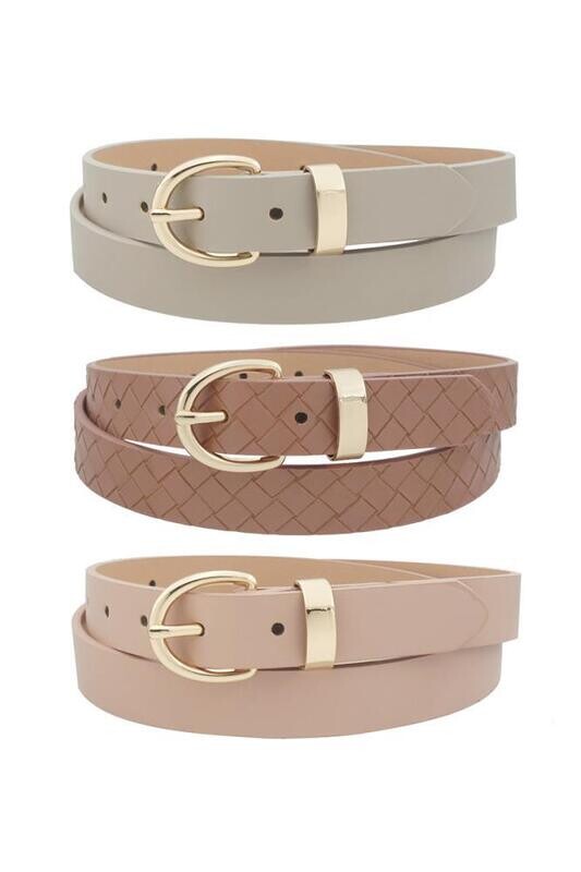 3IW-24404WVE   Basic Buckle Weave Trio Belt