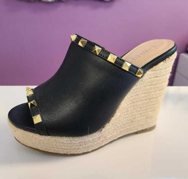 Ayla-61   Wedges, Color: Black, Size: 6