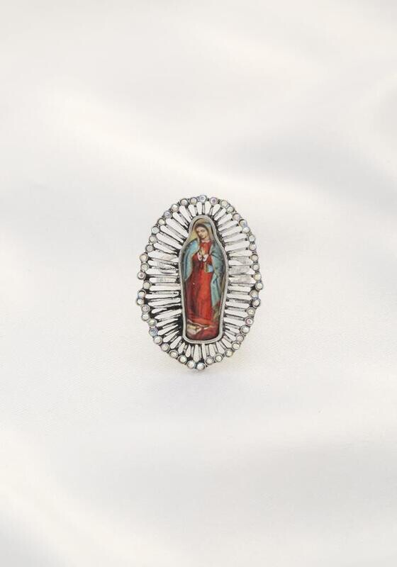 SR-0311   Crystal Edge Religious Adjustable Ring