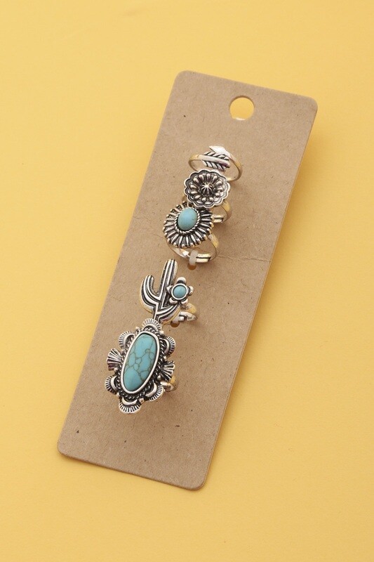 SR-0248 Oval Metal Assorted Ring Set   Tq