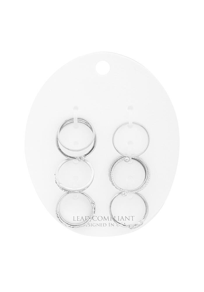 ER-4390    Rhinestone Moder Metal 9pc Ring set
