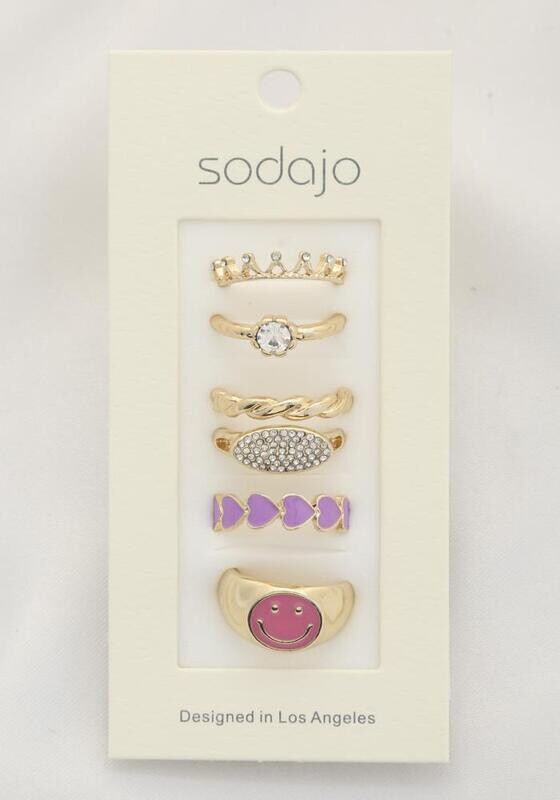 KCR-58555   Sodajo Happy Face Asst Ring Set