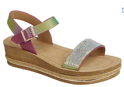 Forward-89   Rhinestone Strap Sandals, Color: Rainbow, Size: 5