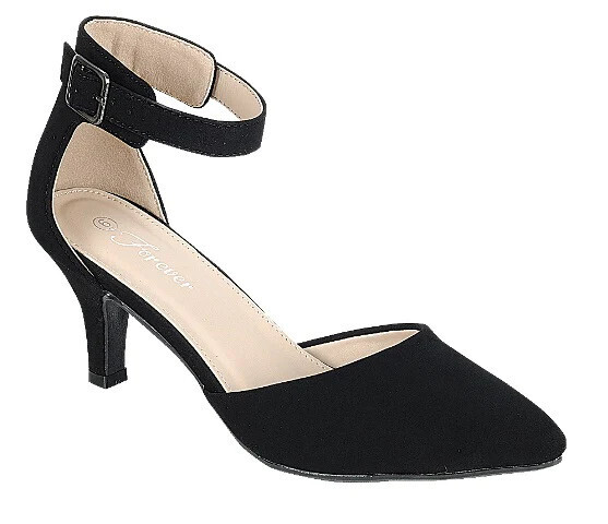Sunrise-39  Ankle Strap Pointed Toe Heel, Color: Black, Size: 5