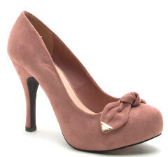 Trench-389X   Suede Bow Pump, Color: Mauve, Size: 5 1/2