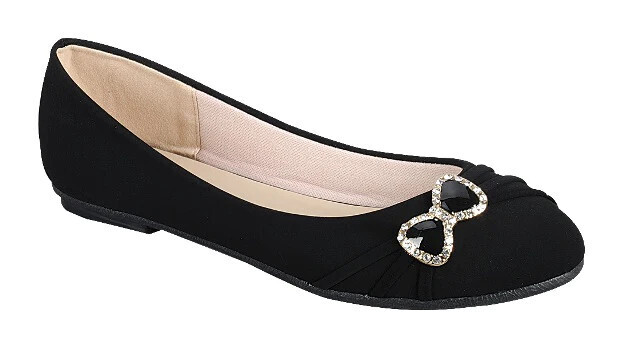 CBC-78K  Kids Side Bow Flats, Color: Black, Size: 9
