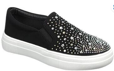 Dolce-30K   Kids Sparkle Sneakers, Color: Black, Size: 9