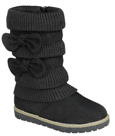 Warm-59K   Kids Boots with Bows, Color: Black, Size: 9